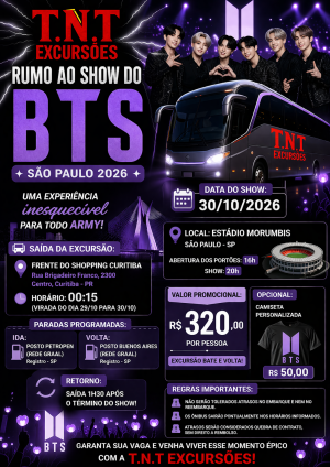 Excursão BTS 30/10 saindo de Curitiba