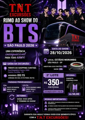 Excursão BTS 28/10 saindo de Curitiba