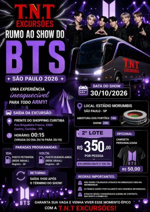 Excursão BTS 30/10 saindo de Curitiba